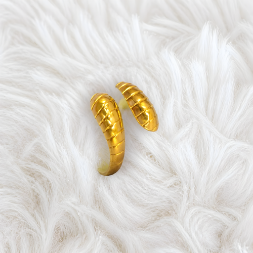 Bague Ajustable Feuille – Acier inoxydable doré