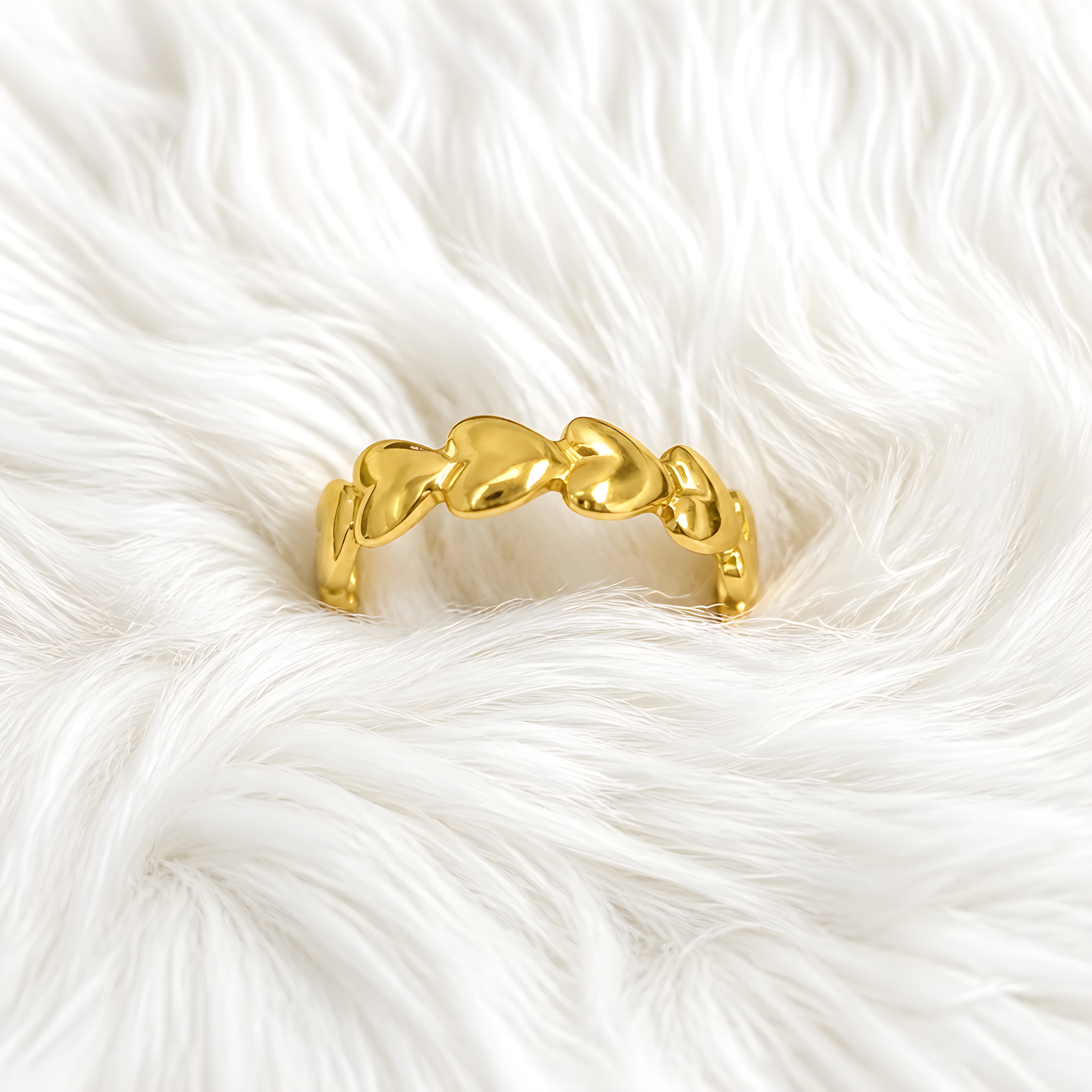 Bague Cœurs Dorés – Acier inoxydable ajustable