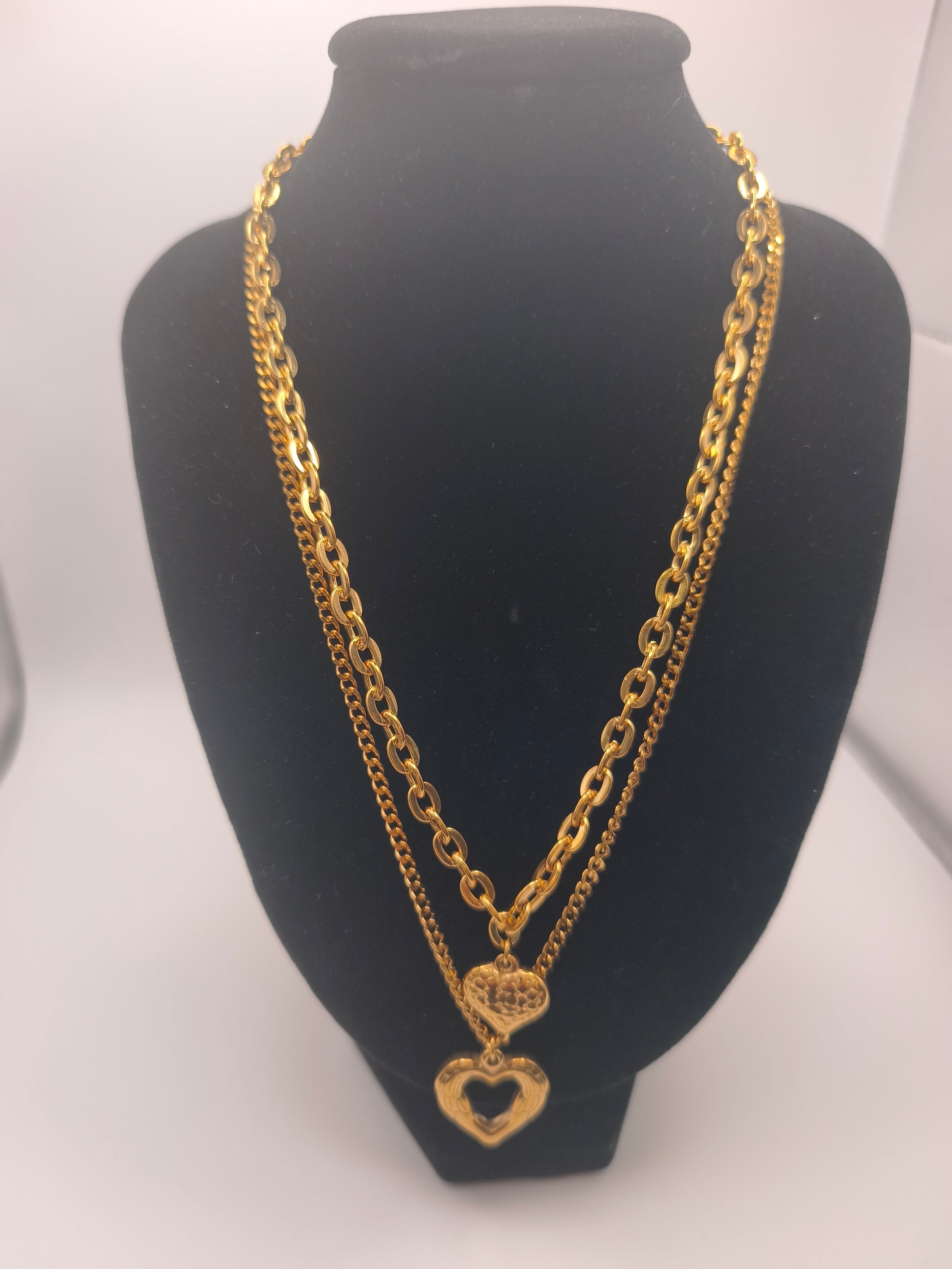 Collier Cœur Duo – Acier inoxydable doré