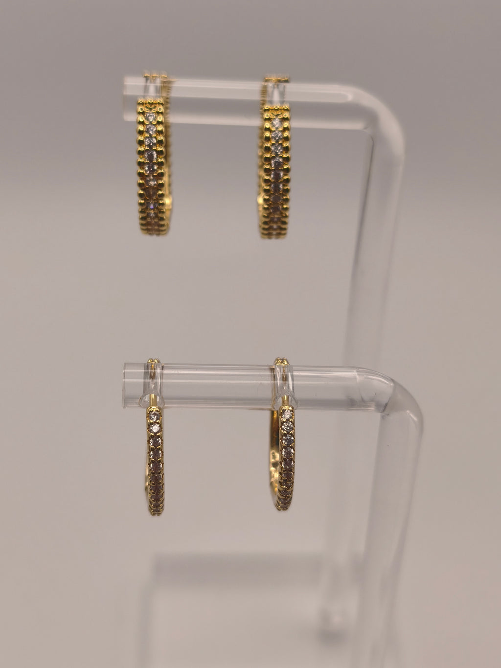 Créoles Élégance Zircon – Acier inoxydable doré
